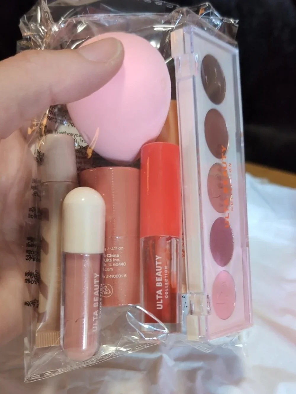 Ulta Beauty Pink Satin Makeup Pouch with Pink Cosmetic Tools